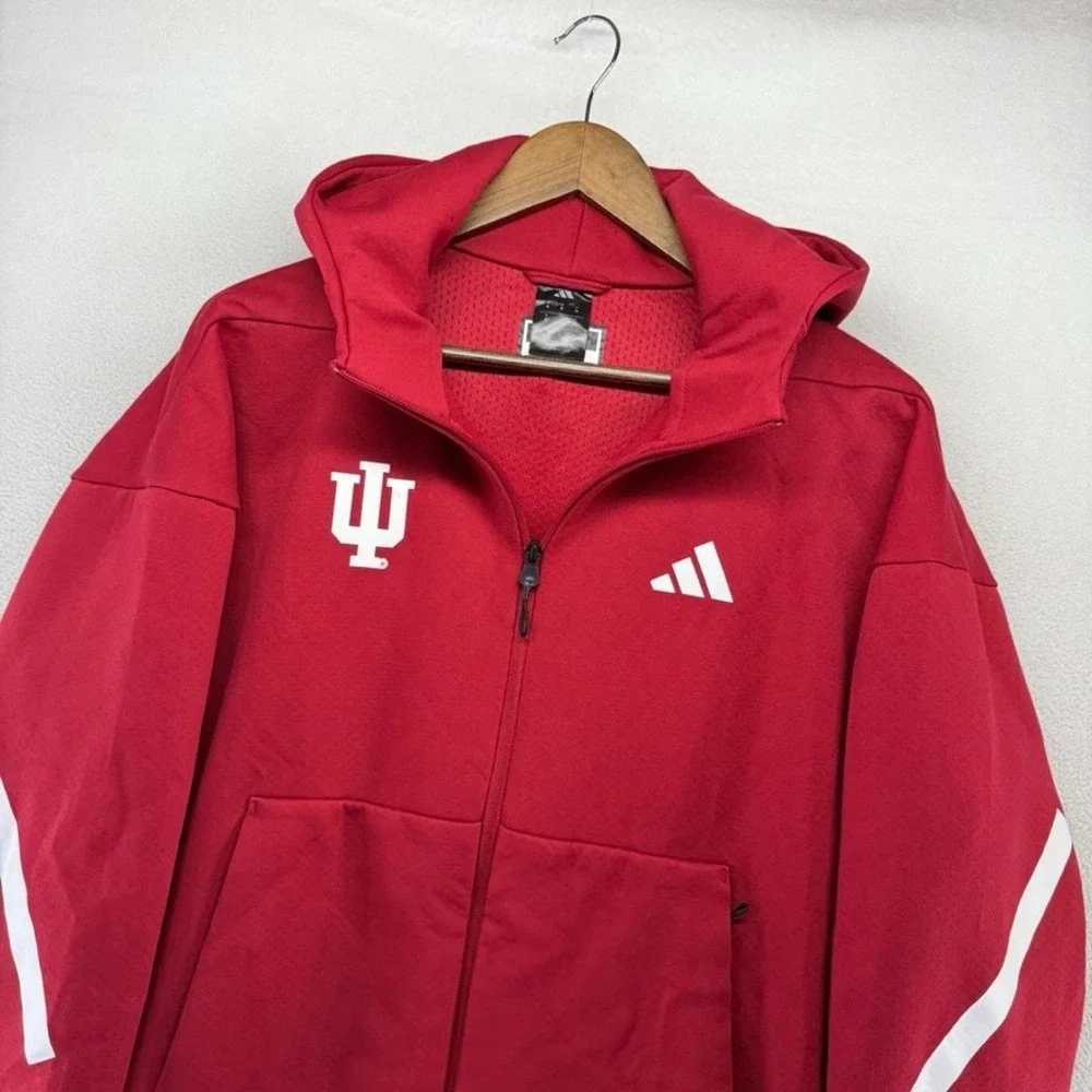 Indiana Hoosiers Hoodie men's Medium Red Zip Sweatshirt Player Team Issue Adidas